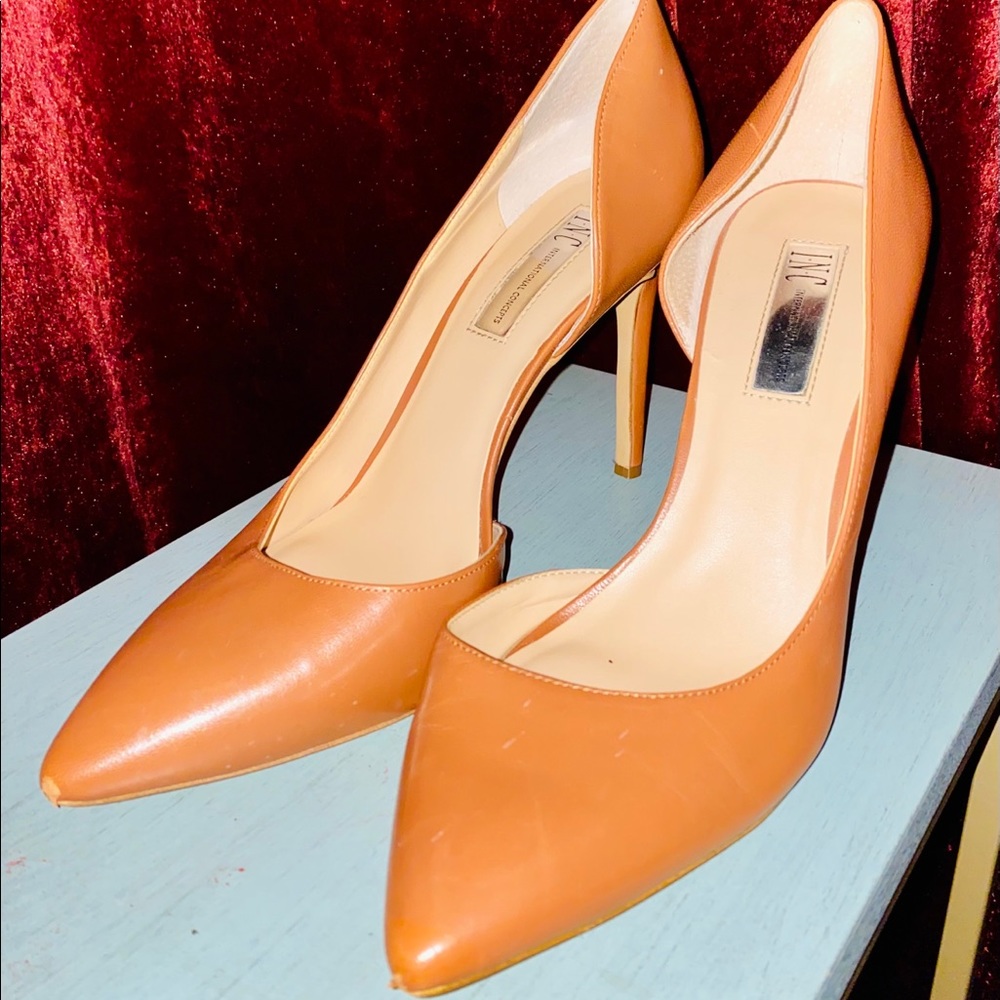 INC Kenjay Leather Pointed Toe D-Orsay Heels